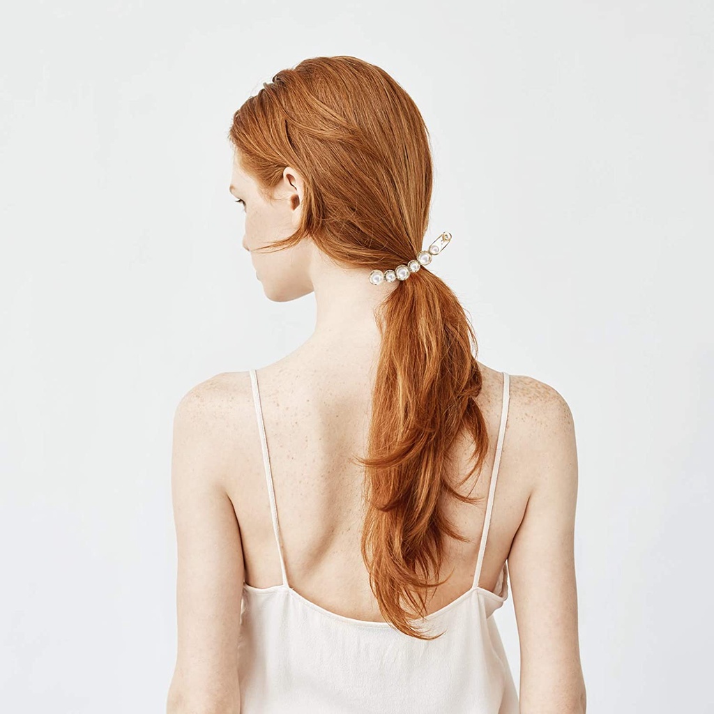 Kẹp tóc nhựa acrylic đính ngọc trai giả phong cách Hàn Quốc thời trang xinh xắn cho nữ