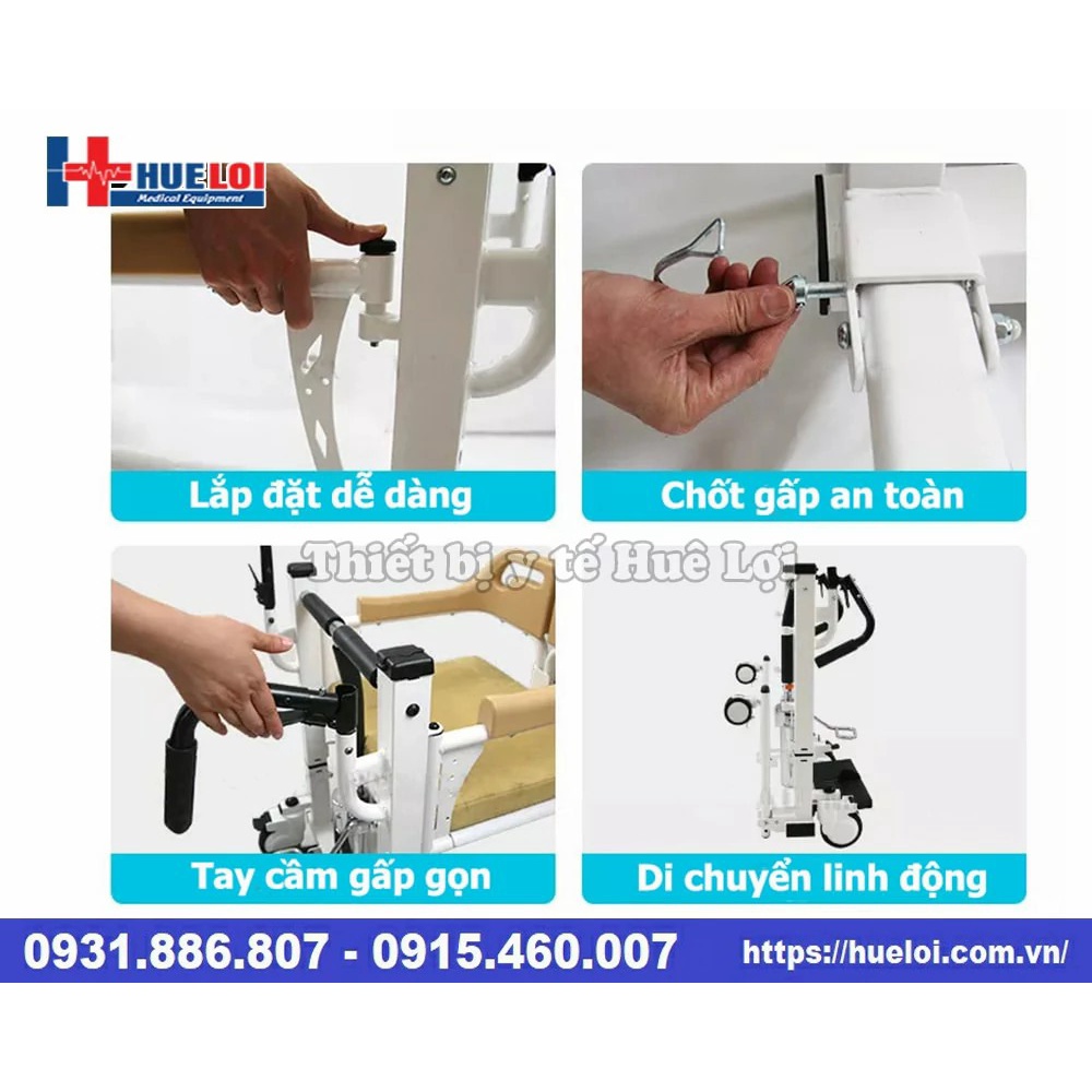 Xe lăn đa năng cho người già có bô vệ sinh