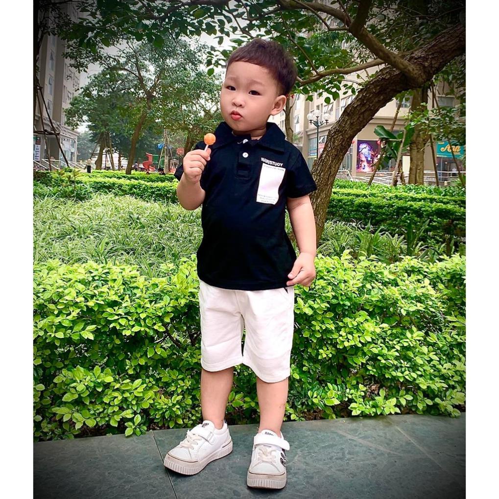 Quần áo bé trai, 9-22 kg, Set Polo basic quần Jean cho bé trai sành điệu hàng chuẩn size  hongvybaby NW