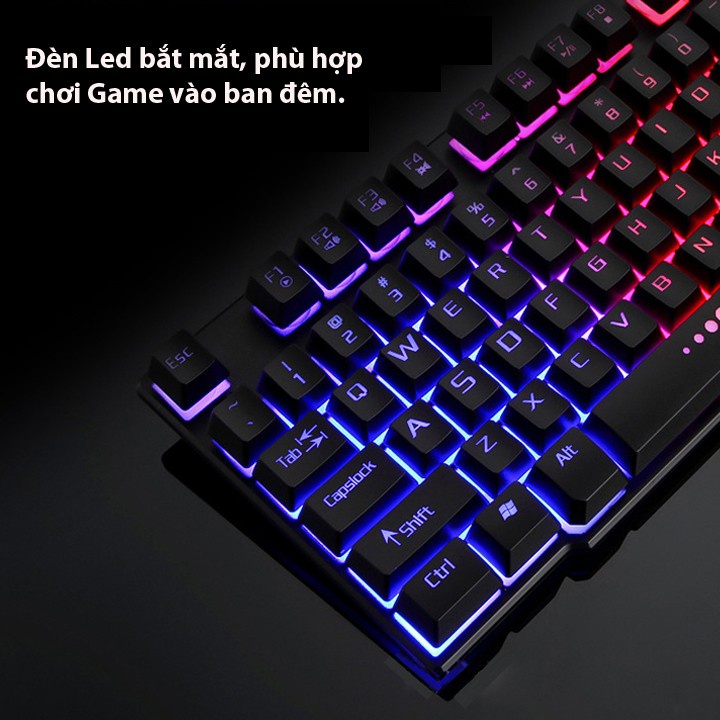 Bộ Bàn Phím Giả Cơ Và Chuột Chuyên Game R8 1910 LED 7 Màu (Đen) - Hàng Chính Hãng