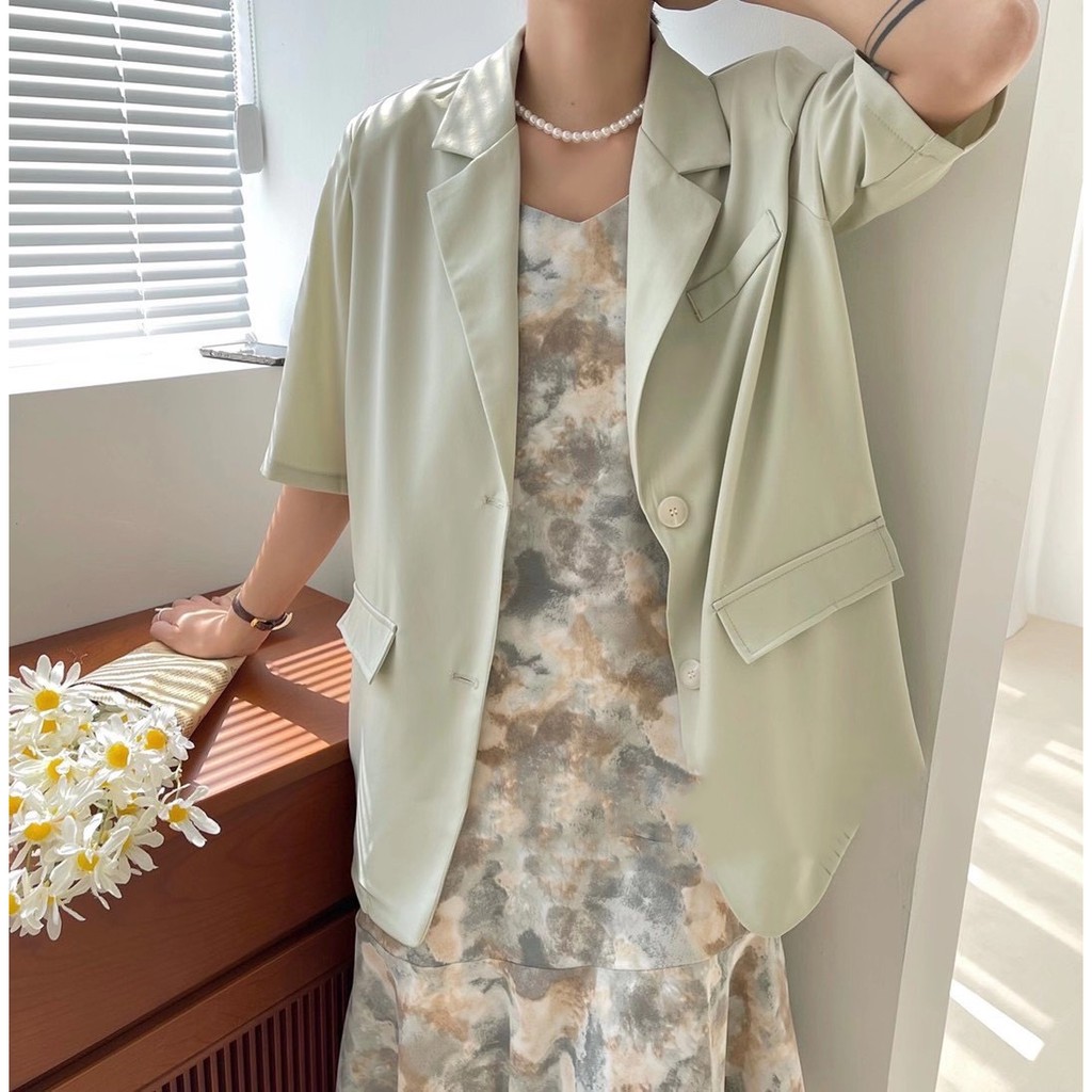 Blazer cộc tay cúc trắng cao cấp 41909 CHERRYCOCO | BigBuy360 - bigbuy360.vn