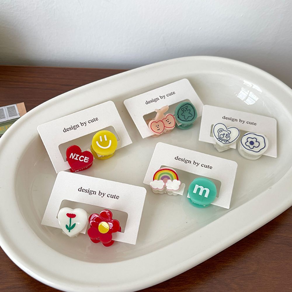 Bộ 2 Kẹp Tóc Mini Bằng Acrylic Hình Quả Cherry / Thỏ Dễ Thương Phong Cách Hàn Quốc Cho Nữ