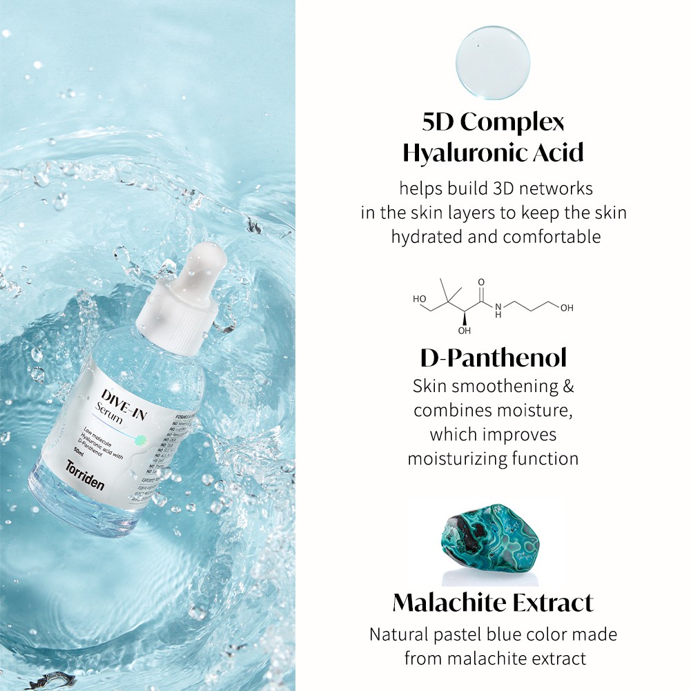 [HÀNG MỚI] Torriden Serum B5 cấp nước Hyaluronic Acid dưỡng ẩm, phục hồi bảo vệ da - TORRIDEN Dive-in Serum 50ml