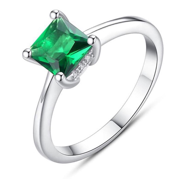 Nhẫn bạc nữ đẹp, đơn giản đính đá xanh N1463 - Bảo Ngọc Jewelry
