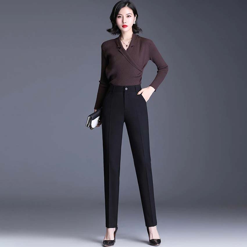 Quần tây công sở nữ kiểu mới ống đứng màu đen sang trọng thanh lịch
