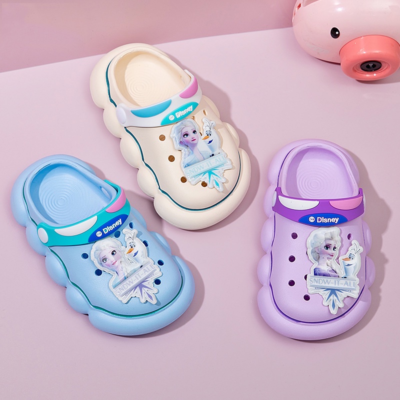 Dép crocs đi biển AYUER chống trượt họa tiết gợn sóng phong cách công chúa Elsa thời trang với nhiều màu tùy chọn