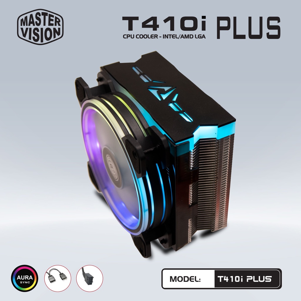 Tản nhiệt khí CPU 4 ống đồng VSP T410i Plus 1 fan 12cm RGB Black/White Đa năng. VI TÍNH QUỐC DUY