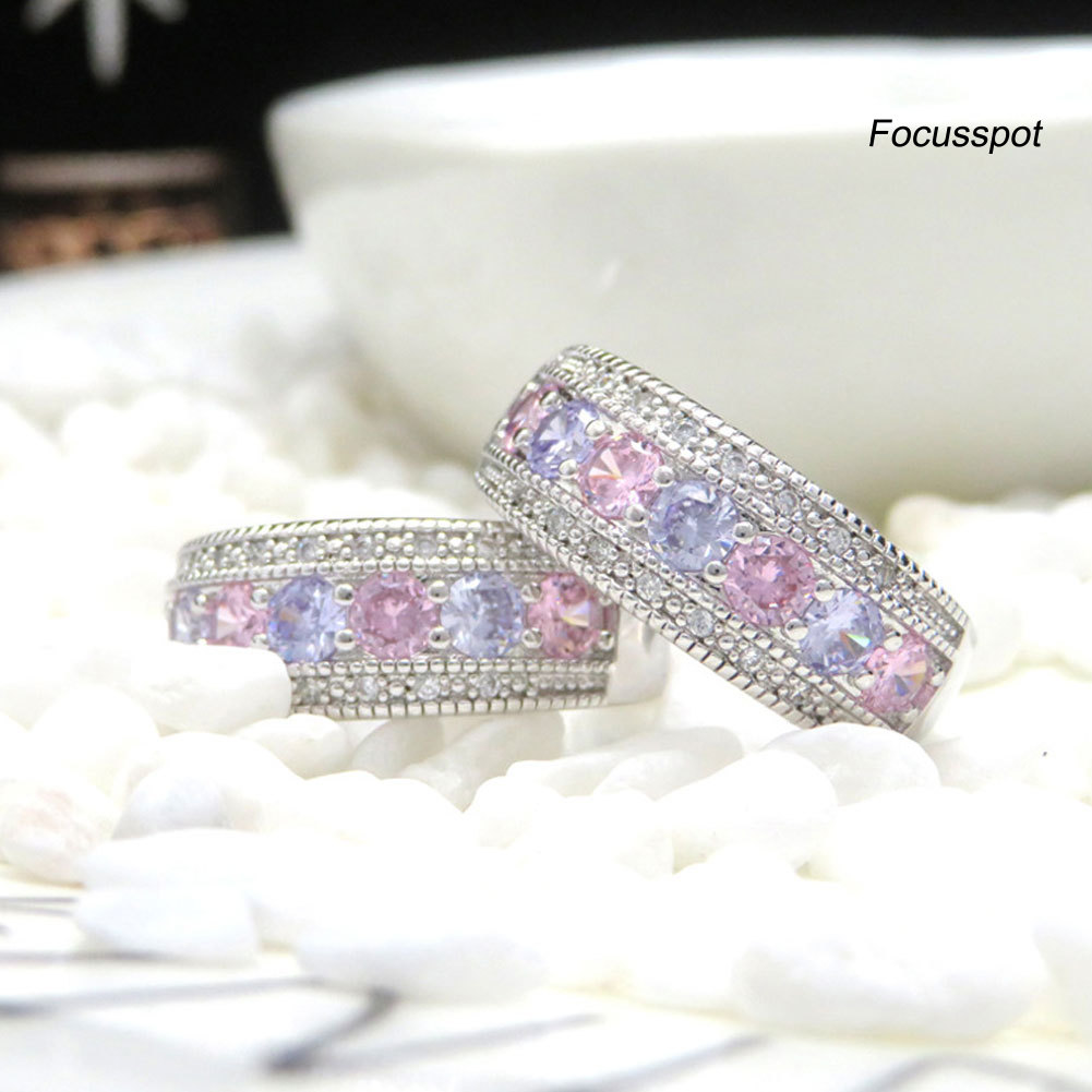 Nhẫn Cưới Đính Đá Zircon Nhiều Màu Sắc Độc Đáo