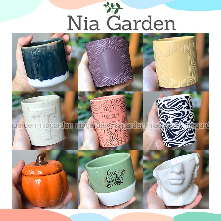 Chậu trồng sen đá xương rồng cây để bàn mini phong cách Bắc Âu Scandinavian Style Nia Garden N9