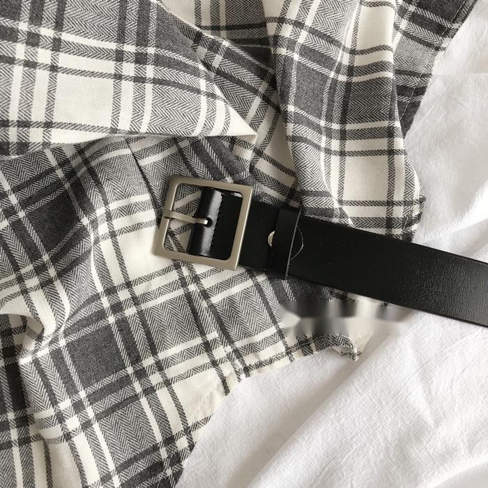 Thắt Lưng Màu Đen Khóa Vuông Phong Cách BF Đơn Giản