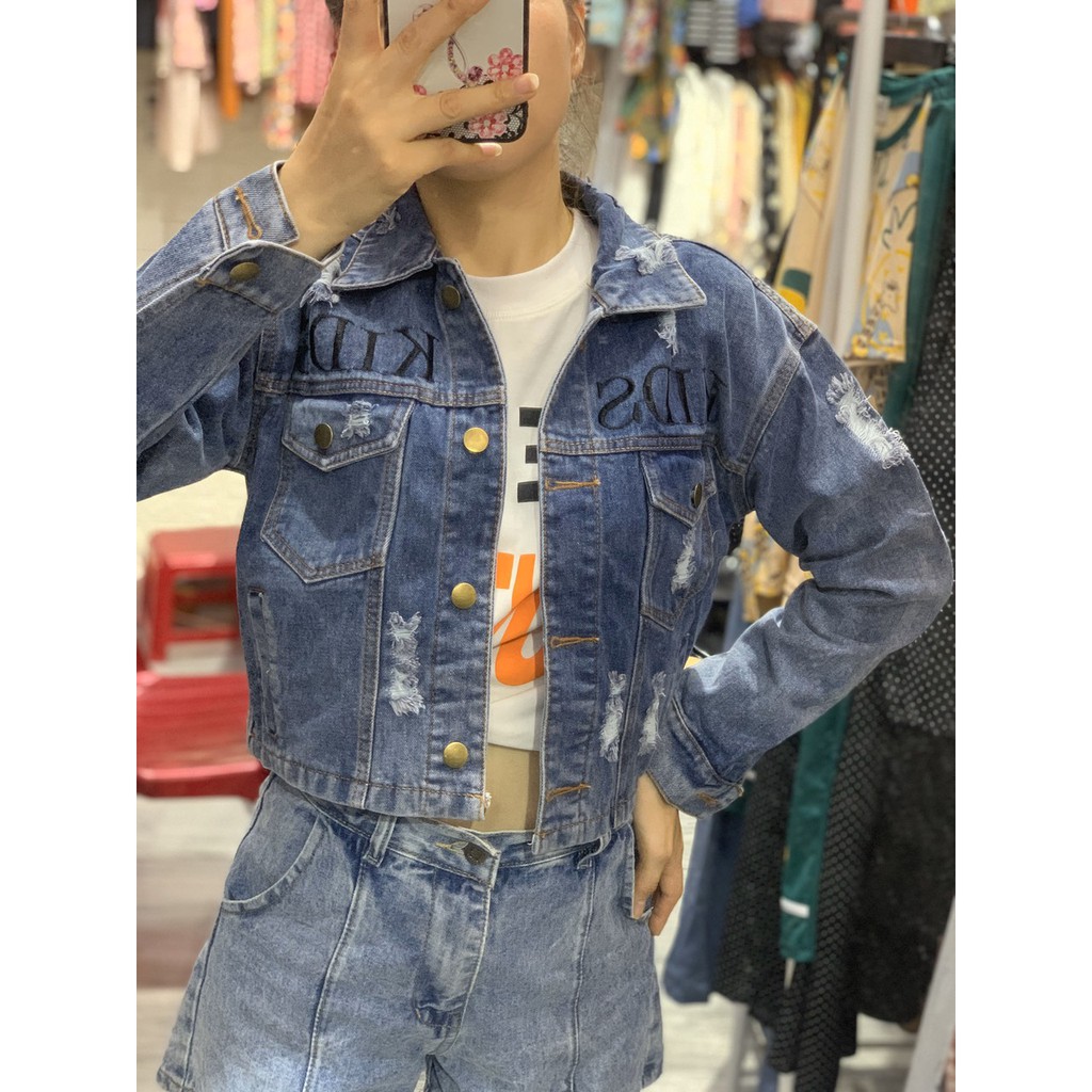 Áo khoác jean nữ bo lưng hàng đẹp mới về | BigBuy360 - bigbuy360.vn