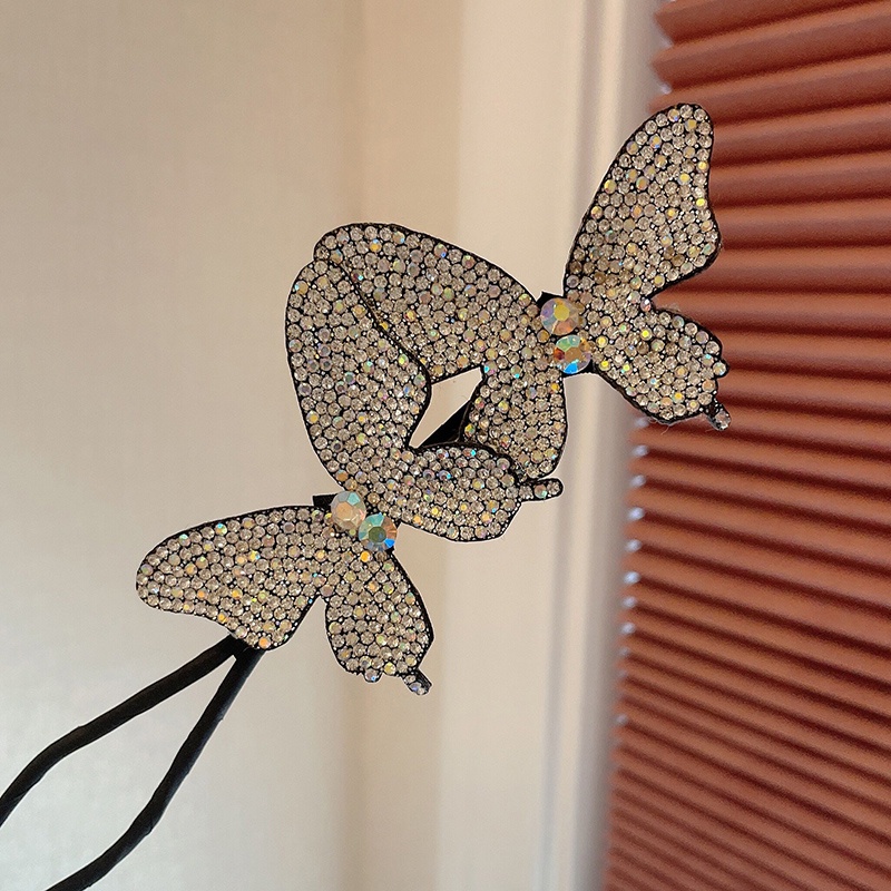 Dây Cột Tóc Hình Bướm Đính Đá Lấp Lánh Phong Cách Hàn Quốc