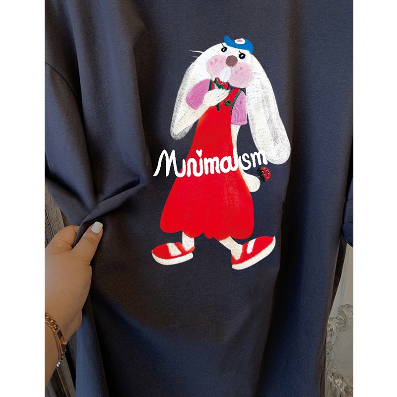 NRVP Áo Thun 100% cotton Tay Ngắn Cổ Tròn Dáng Rộng Phong Cách Hàn Quốc Cho Nữ