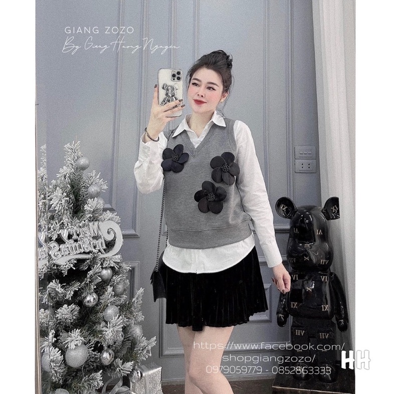 BÁN SỈ ÁO SƠ MI PHỐI ÁO GHI ĐÍNH HOA CHO NỮ