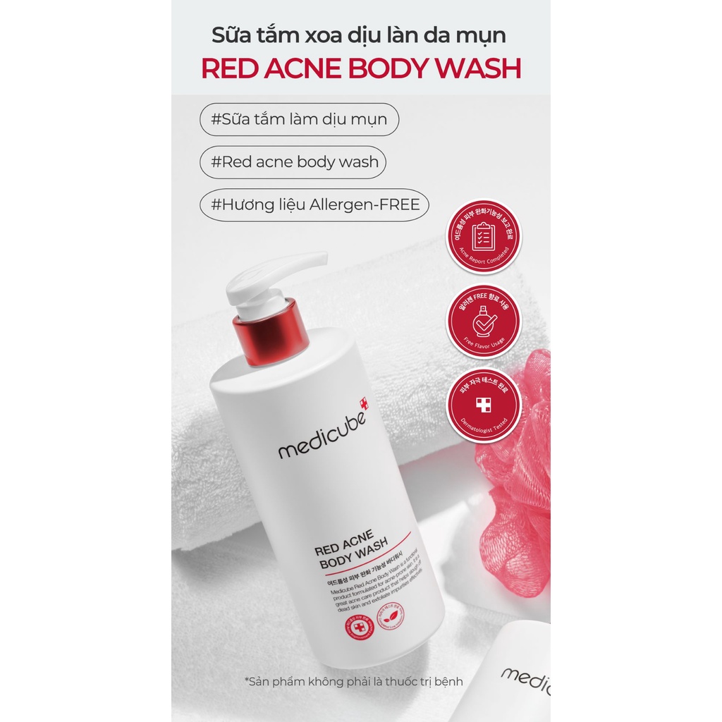 Sữa tắm cho da mụn Medicube Red Acne Body Wash