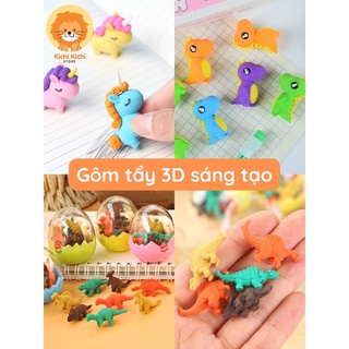 Gôm tẩy ngựa Pony, khủng long, trứng khủng long 3D sáng tạo.