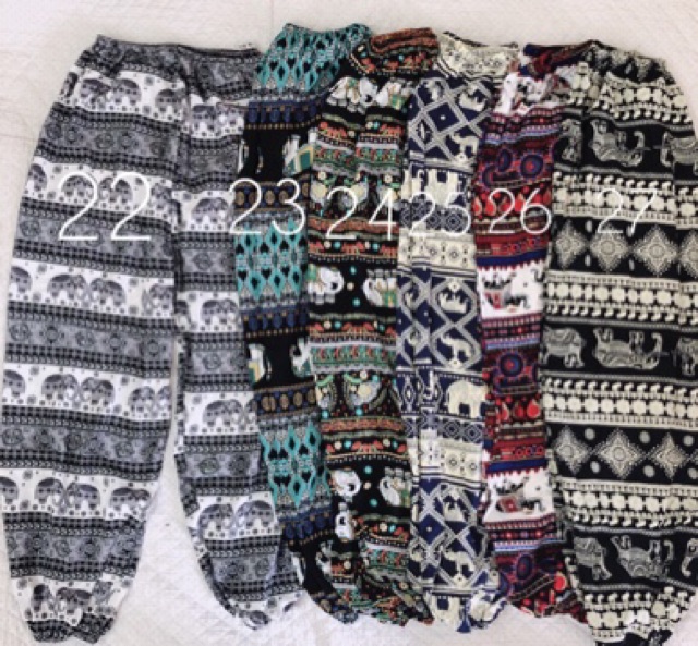 Quần lanh dài thổ cẩm alibaba bo gấu (form to dài 95cm) | BigBuy360 - bigbuy360.vn