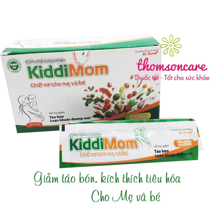 Cốm chất xơ tự nhiên cho mẹ và bé Kiddimom - Hỗ trợ giảm táo bón từ cốm vi sinh tự nhiên Kiddi Mom Hộp 20 gói