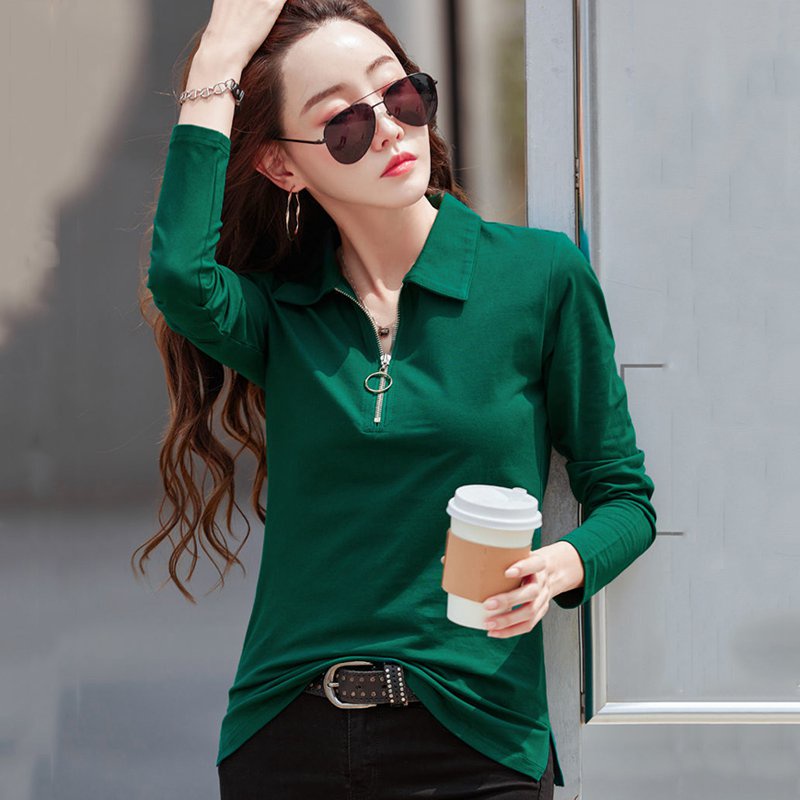 Áo polo Nữ Tay Dài Màu Trơn Thời Trang Size M-5XL