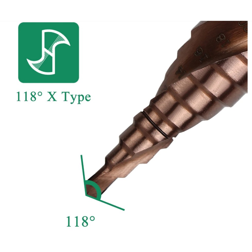 Mũi khoan bước tháp HSS COBAN M35 4-32mm khoan inox,sắt,thép trục 6.35mm