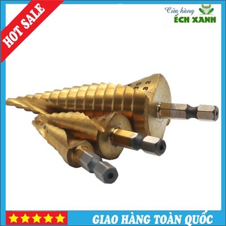 Mũi khoan tháp, bộ3 mũi khoan tháp, khoan bước phủ titan siêu cứng đường kính 4-32mm khoan được nhiều cỡ lỗ trong 1 mũi