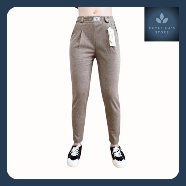 Quần dài nỉ nữ, quần nỉ tăm dáng baggy chất umi tăm cực co giãn thoải mái