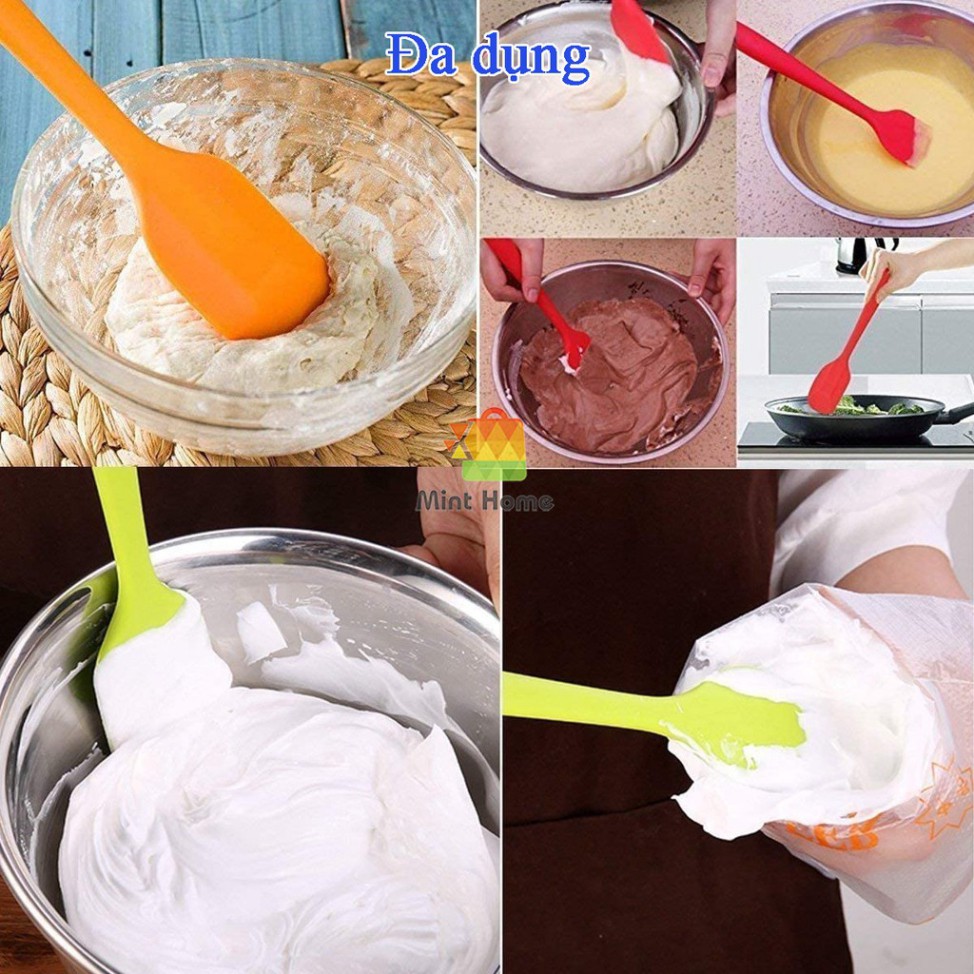 (RN477)Dụng cụ làm bánh: Cây Spatula breadleaf - Phới dẹt trộn bột, đánh trứng silicon chịu nhiệt 21cm, 28cm(subii)