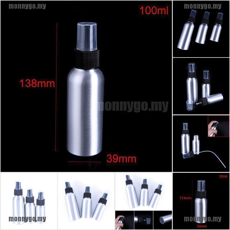 (hàng Mới Về) Bình Xịt Nước Làm Tóc Bằng Nhôm 1x30 / 50 / 100ml