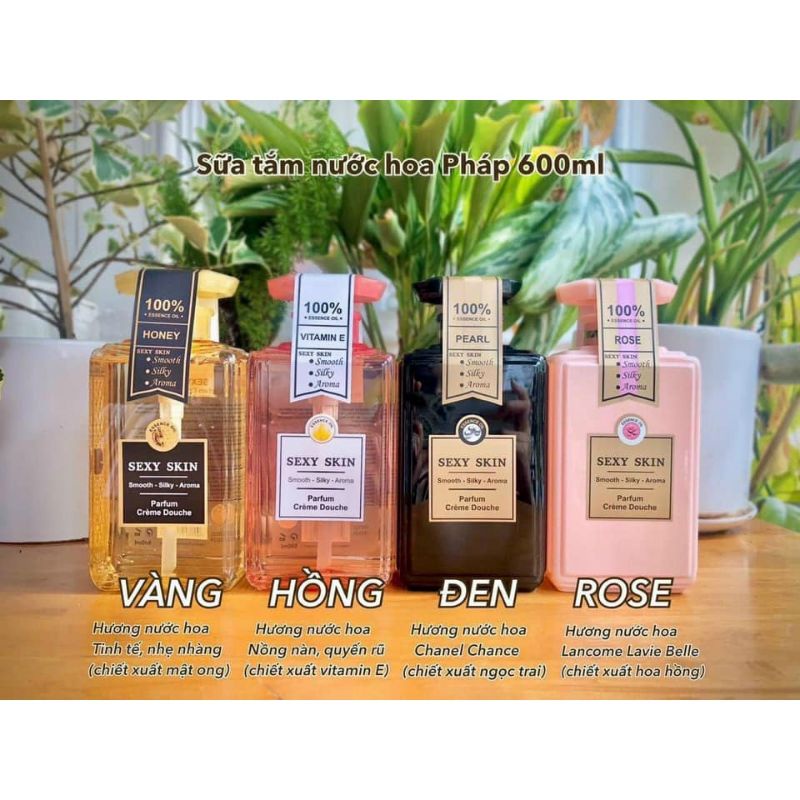 Sữa tắm Sexy Skin 600ml của Pháp - thơm lâu quyến rủ đủ màu