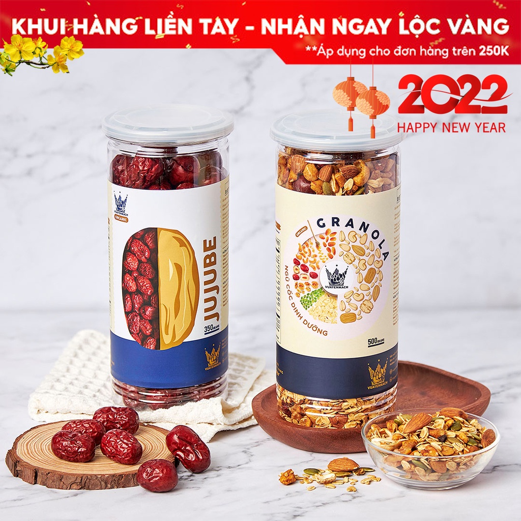 [Combo Dinh Dưỡng] Granola Ăn Kiêng Siêu Hạt 500gr + Táo Đỏ Thượng Hạng 350gr VUA YẾN MẠCH