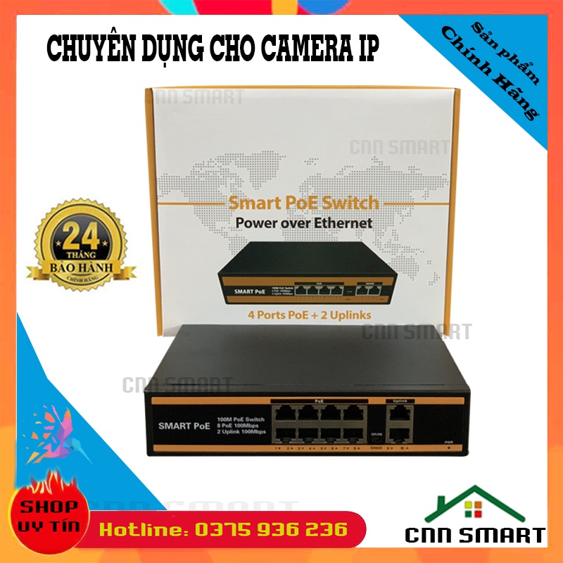 Bộ chia mạng Switch POE Smart 6 Cổng ( 4+2 Uplink) - 10 Cổng ( 8+2 Uplink) Chuyên dụng cho Cam IP - Chính Hãng Global