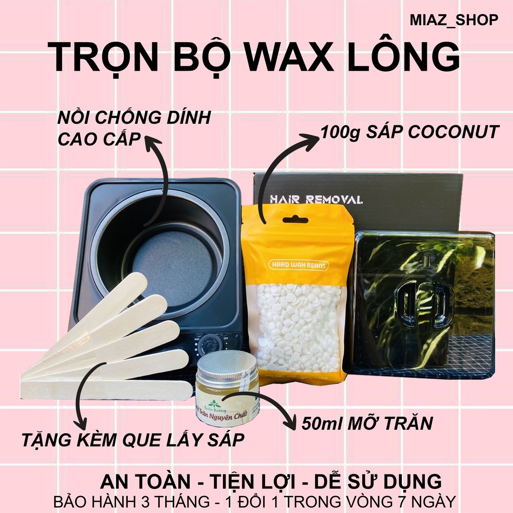 Máy nấu sáp wax lông chống dính cao cấp + 100g sáp hương dừa cao cấp (Tặng kèm que lấy sáp)