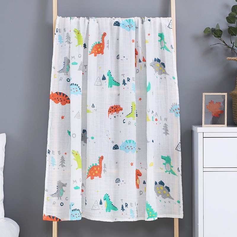 Khăn Tắm Xô Muslin Swaddle Organic Cotton Khổ Lớn 120x120cm Cho Bé - Khăn Tắm Đa Năng Cho Bé