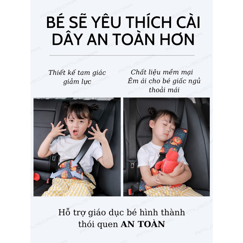 Đai an toàn cho bé ngồi ô tô, bọc dây an toàn xe hơi, phụ kiện trẻ em tiện lợi dễ thương cho bé trên 3 tuổi