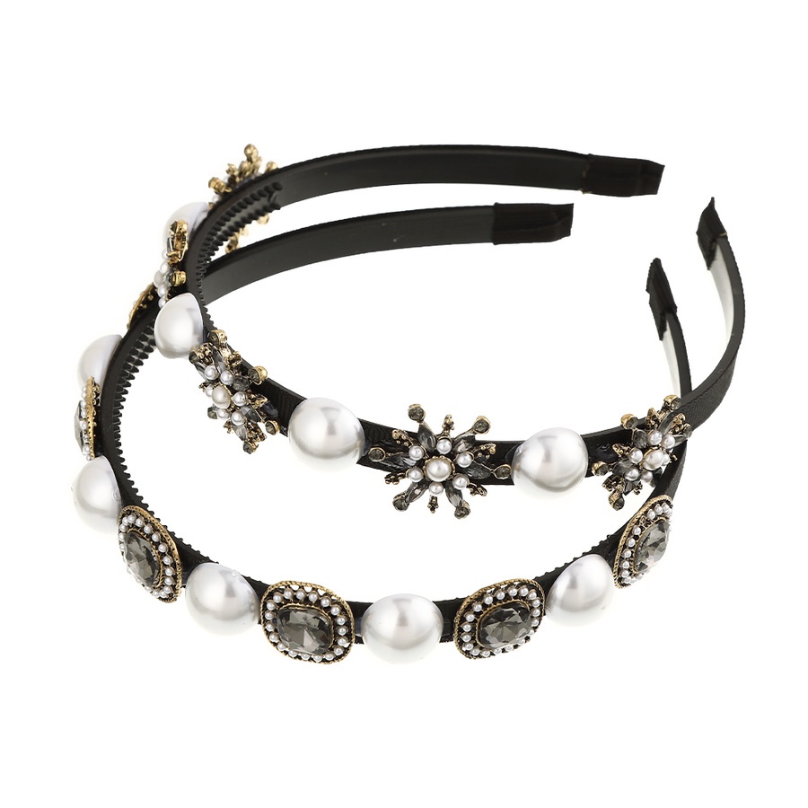 Băng Đô Cài Tóc Đính Đá &amp; Ngọc Trai Giả Bằng Kim Loại