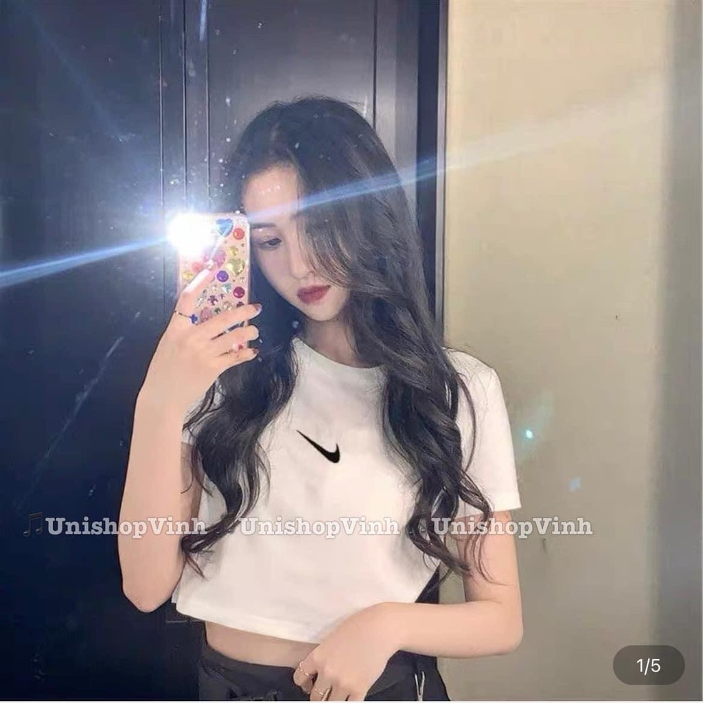 Áo crt nữ cổ tròn tay lỡ họa tiết NI vảy năng động trẻ trung | BigBuy360 - bigbuy360.vn