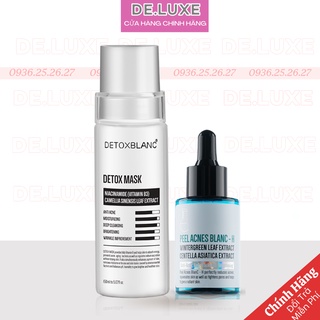 COMBO Dành Cho Da Mụn DETOX BLANC H - Mặt Nạ Sủi Bọt + Peel Lộc Đề xóa mụn thâm, dưỡng trắng da chỉ trong 7 ngày