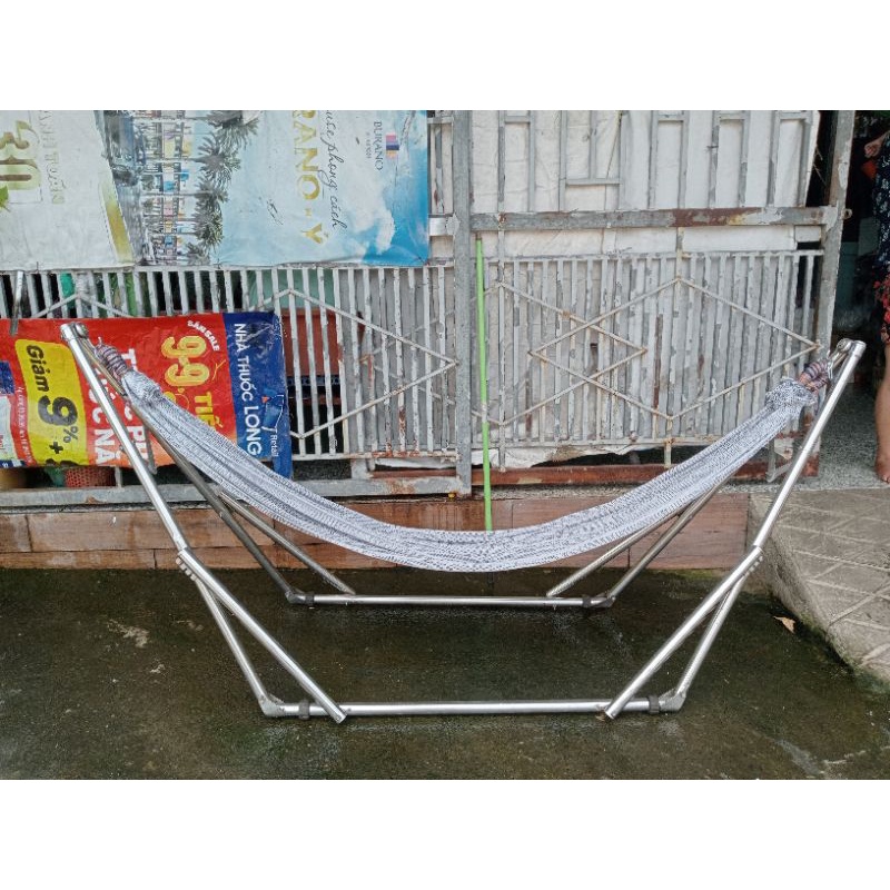 Võng lưới cao cấp bó đầu 2 lớp màu xám trắng, Võng lưới người lớn cỡ đại, chất vải dày võng lưới đẹp