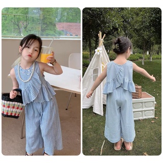 Bộ đũi bé gái 10-19kg🎀 Chất đũi kẻ loại 1🎀  Bộ tiểu thư bé gái