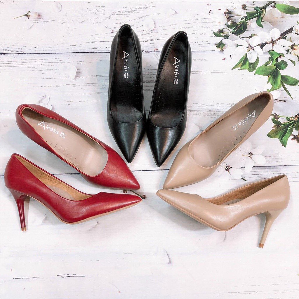 Giây Nữ Gót Nhọn Cao 7cm Hàng VN Da Thật VNXK