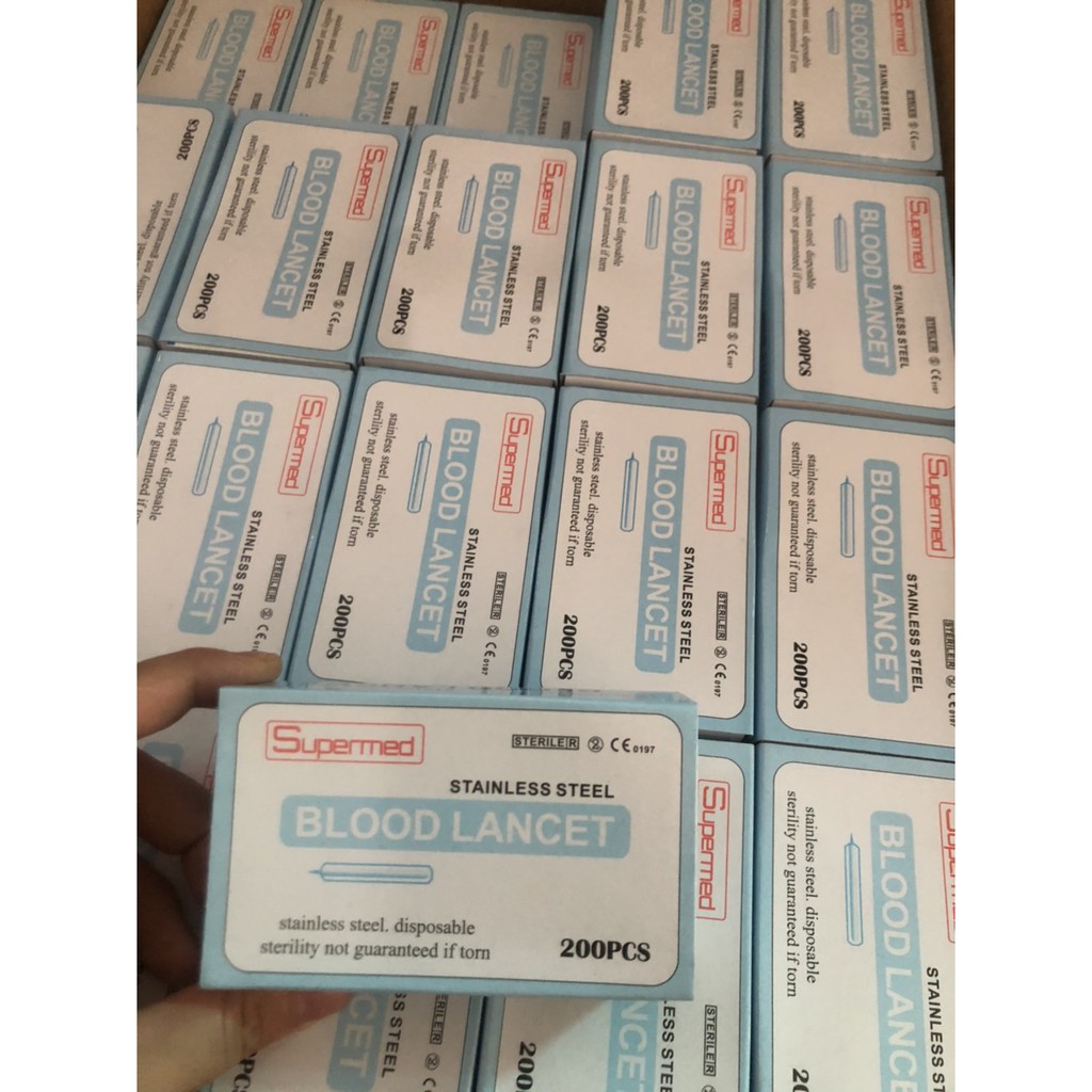 Kim nặn mụn chích máu Blood Lancets hộp 200 Kim - Kim lễ mụn dùng 1 lần