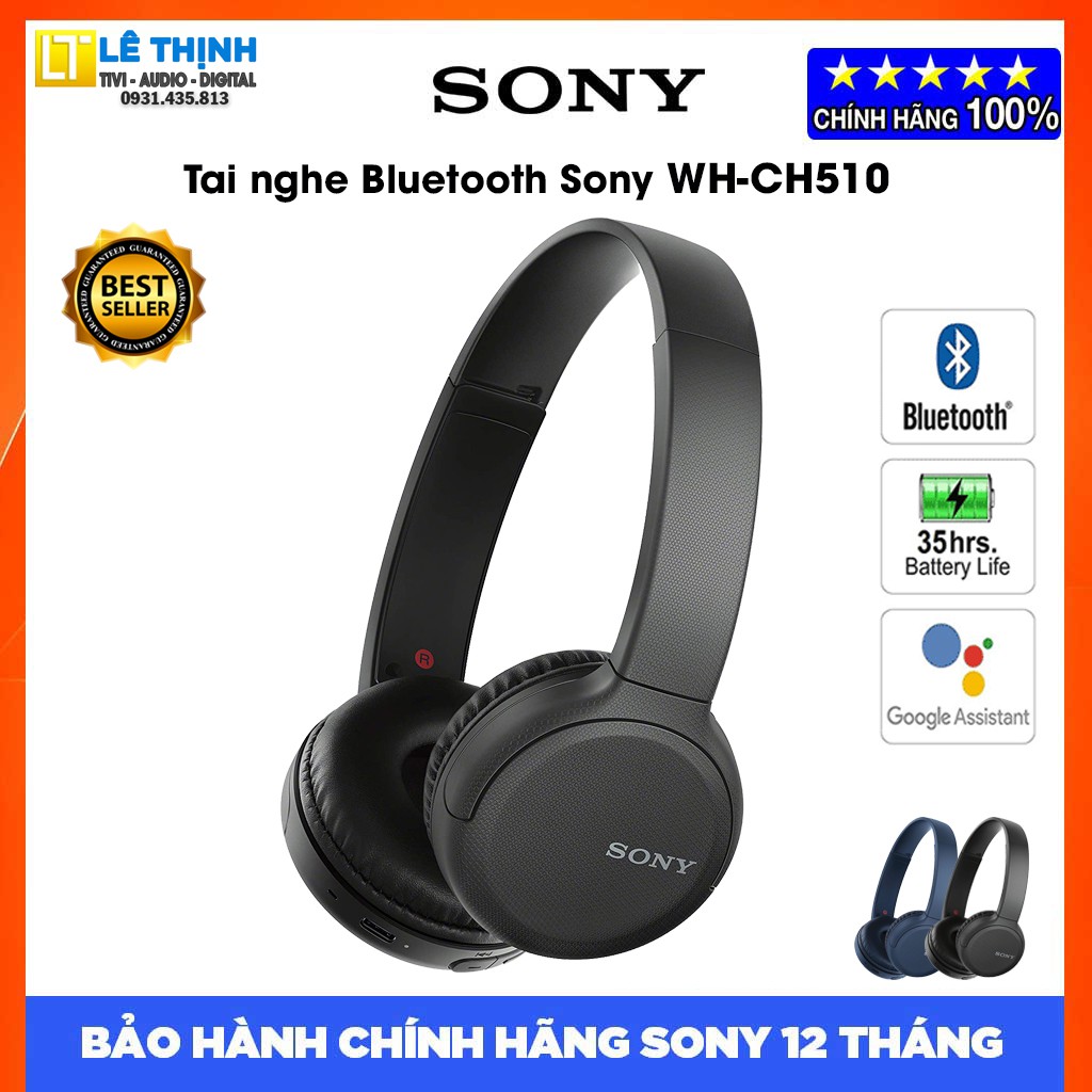 Tai nghe Bluetooth Sony WH-CH510 ( ĐEN) | Hãng phân phối | Bảo hành chính hãng 12 tháng toàn quốc
