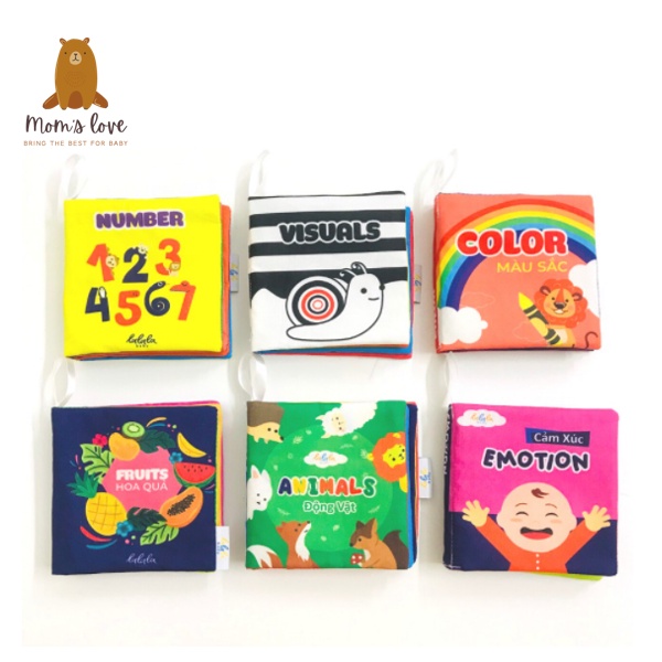 Sách vải cho bé bằng tiếng Anh Lalala baby nhiều chủ đề kích thích thị giác đồ chơi giáo dục Mom's Love