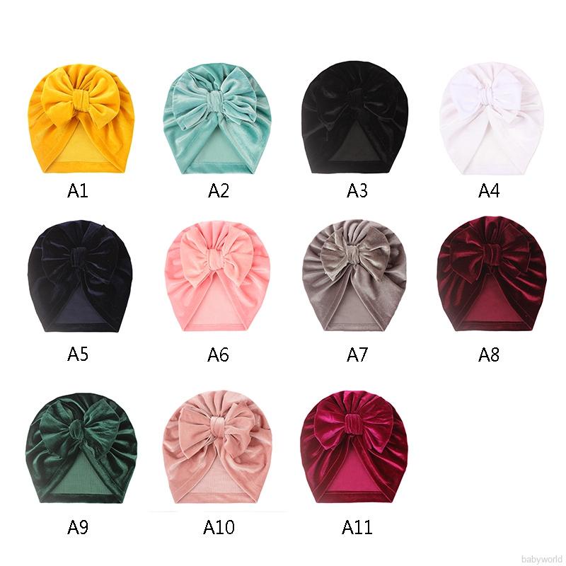 Mũ Turban Mềm Mại Co Giãn Màu Trơn Dành Cho Bé 0-4 Tuổi
