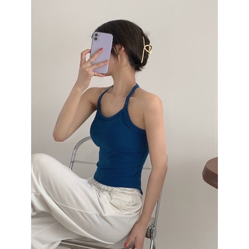 Áo Hai Dây Dáng Ngắn Hở Lưng Thời Trang Mùa Hè Quyến Rũ Cho Nữ