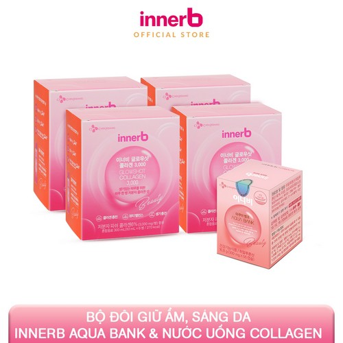 Combo giữ ẩm, sáng da InnerBAquaBank lọ 56viên&nước uống Collagen(4hộpx6chai)