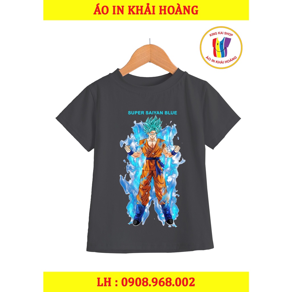 Áo thun đen bé trai in hình goku coton co giản thoải mái
