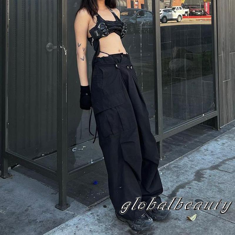 Quần Dài Dáng Rộng Nhiều Túi Màu Sắc Đơn Giản Thanh Lịch Cho Nữ