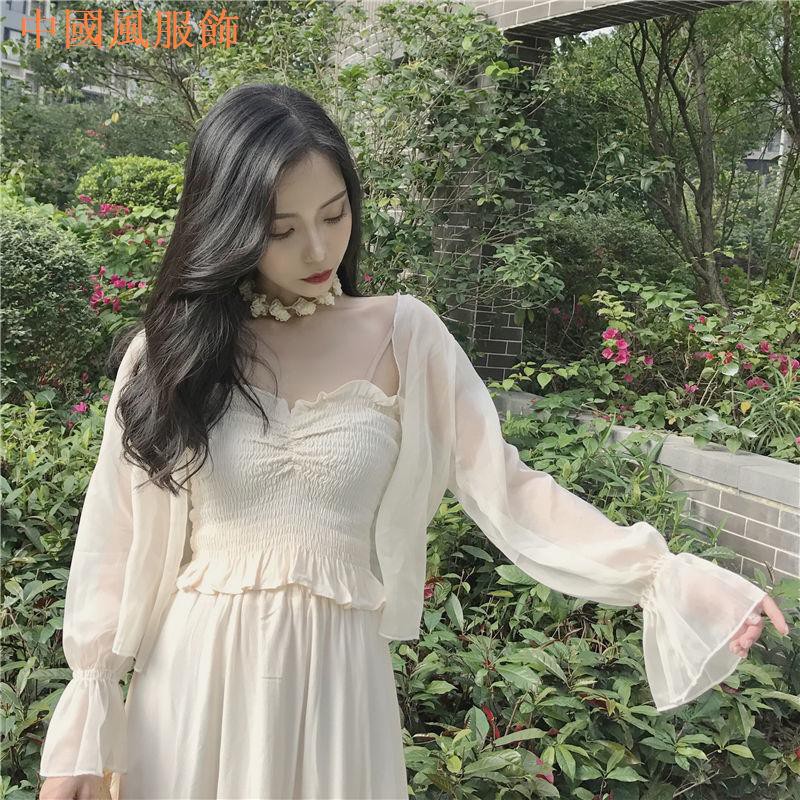 Áo Khoác Voan Mỏng Dáng Ngắn Tay Loe Phong Cách Retro | BigBuy360 - bigbuy360.vn