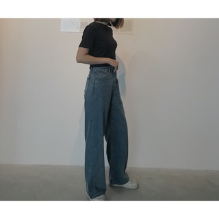 Quần culottes jeans ống rộng dài cá tính
